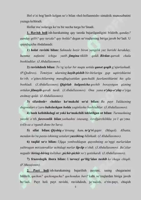 Hol va uning o‘zbek tilshunosligidagi tadqiqi 5