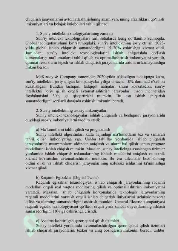 Sun'iy intellekt texnologiyalari asosida boshqaruv va ishlab chiqarish 2