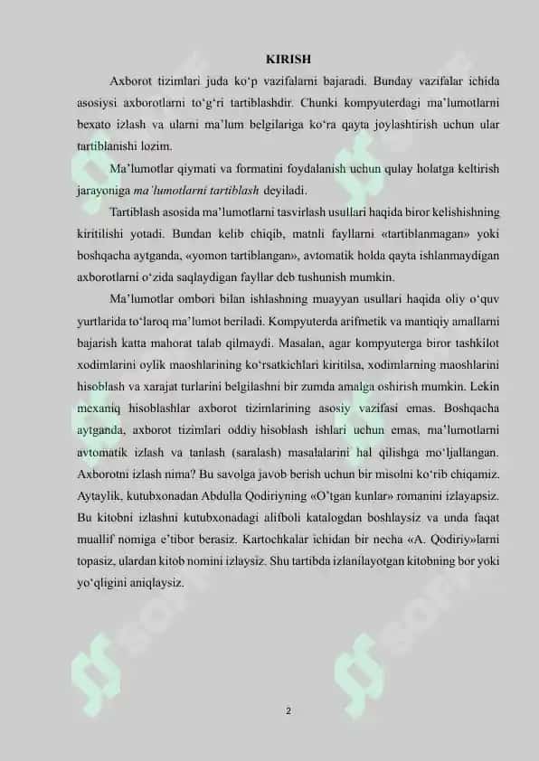 Ma’lumotlarni saralash va filtr 2
