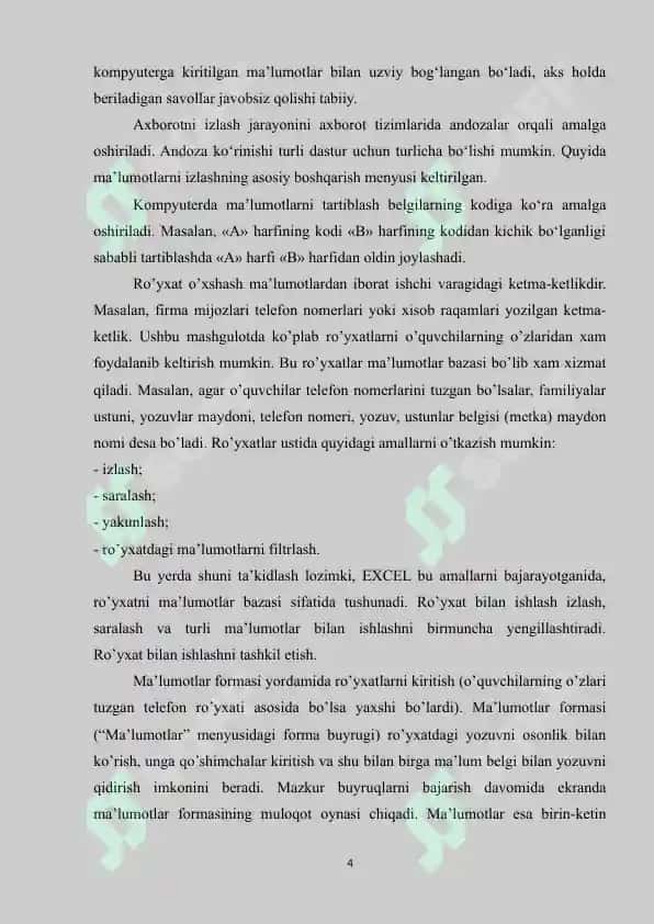 Ma’lumotlarni saralash va filtr 4