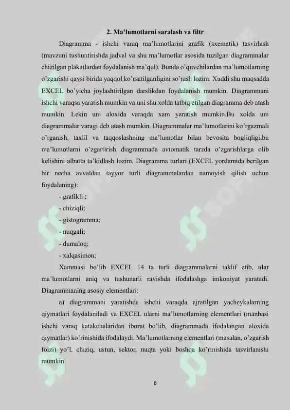 Ma’lumotlarni saralash va filtr 8