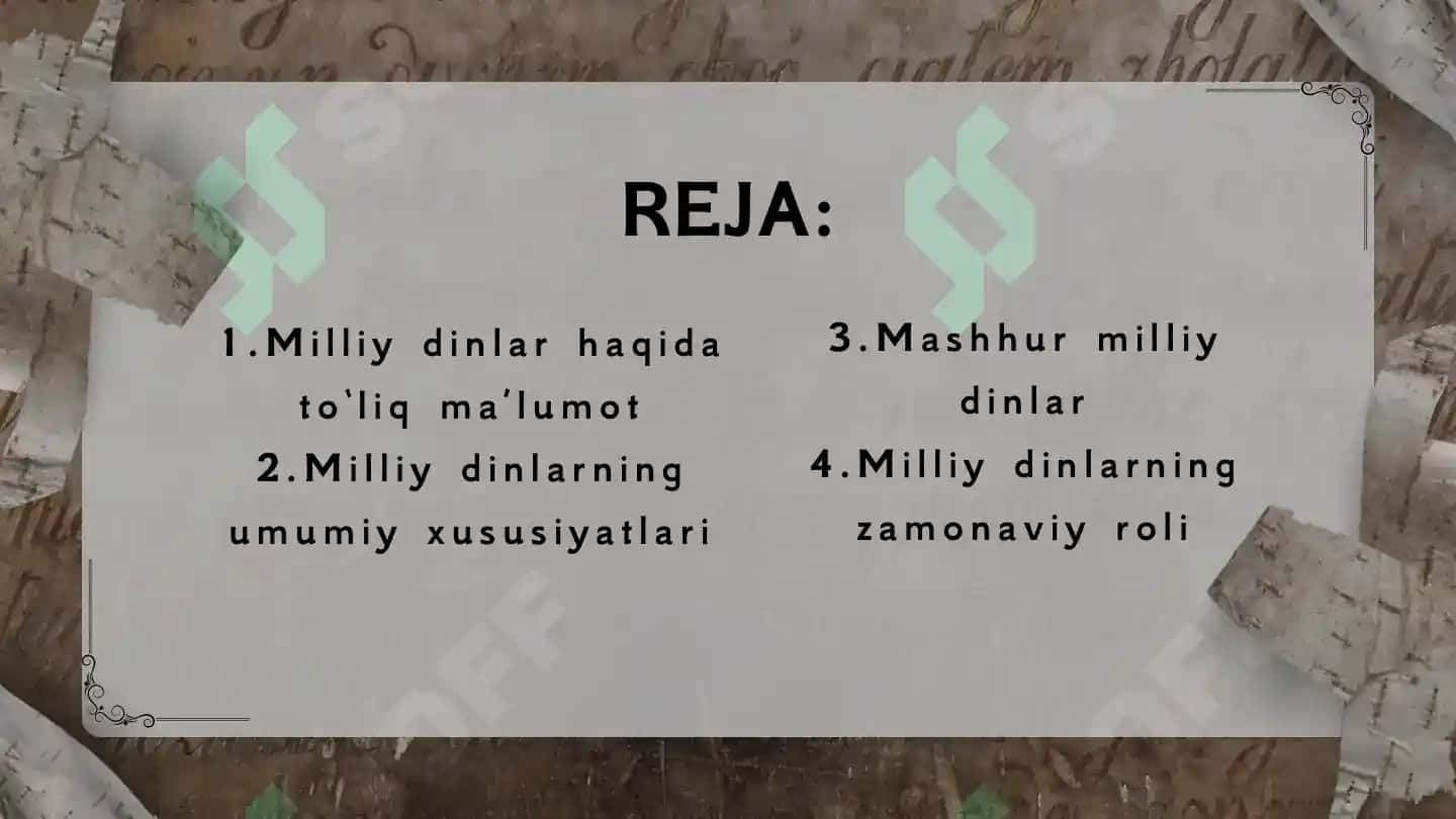 Milliy Dinlar 2
