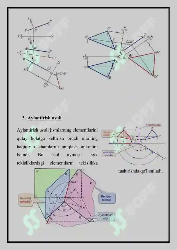 Proyeksiya tekisliklarini almashtirish, aylantirish va joylashtirish usullari 4