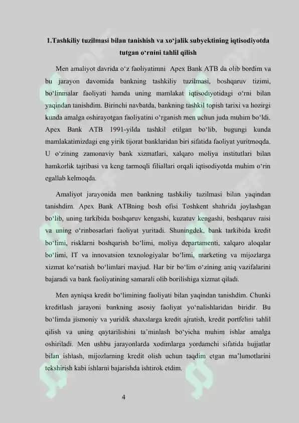 apex bank Malakaviy amaliyot hisobot  APEXBANK  Malakaviy Amaliyot (Bitiruv Oldi) APEXBANK AMALIYOT HISOBOT APEXBANK hisobot 4
