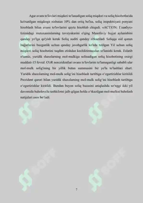 Yuridik shaxslarning mol-mulkiga solinadigan soliq bo’yicha soliq hisobotini taqdim etish va soliq to’lash tartibi 7