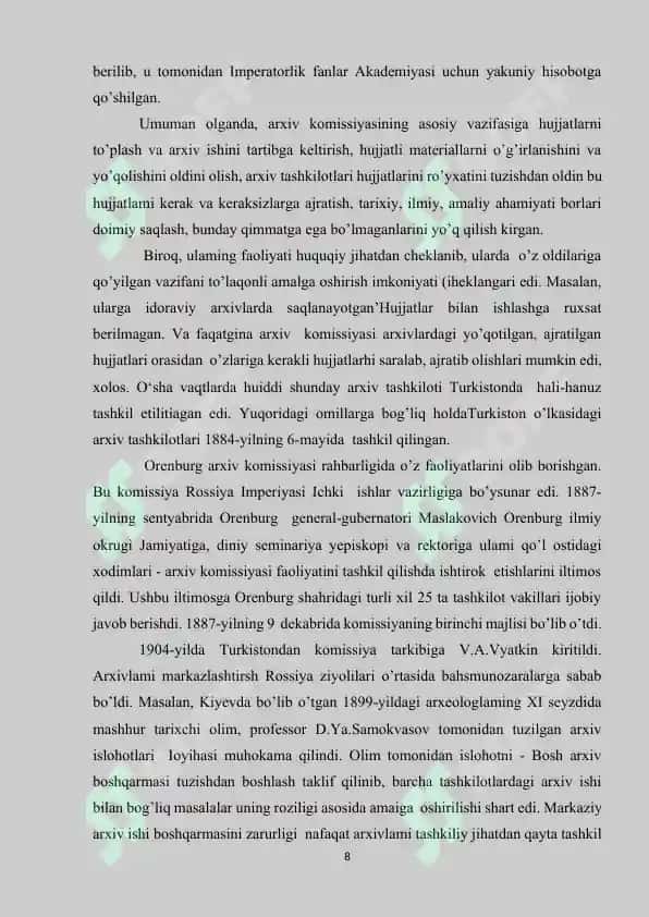 Hujjatlar saqlash tizimi taraqqiyoti va tavsifi 8
