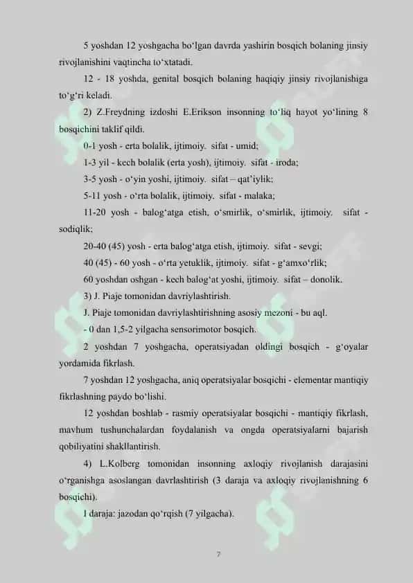 ILK BOLALIK DAVRIDA BILISH JARAYONLARNI RIVOJLANISHINING O‘ZIGA XOSLIGI 7