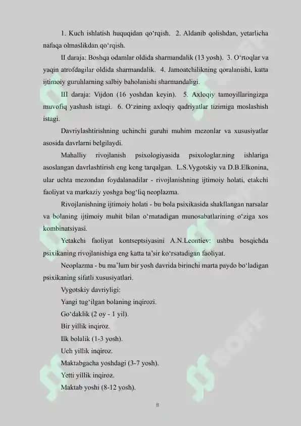 ILK BOLALIK DAVRIDA BILISH JARAYONLARNI RIVOJLANISHINING O‘ZIGA XOSLIGI 8