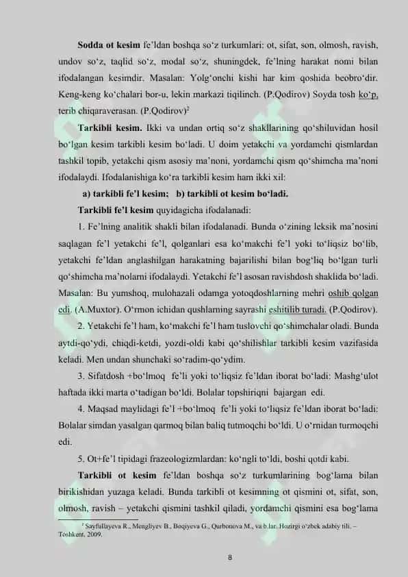 Kesim va uning o‘zbek tilshunosligidagi tadqiqi 8
