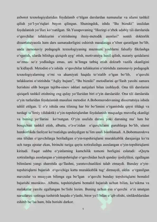 Oʻzbek tilshunosligida gap boʻlaklari nazariyasi 5