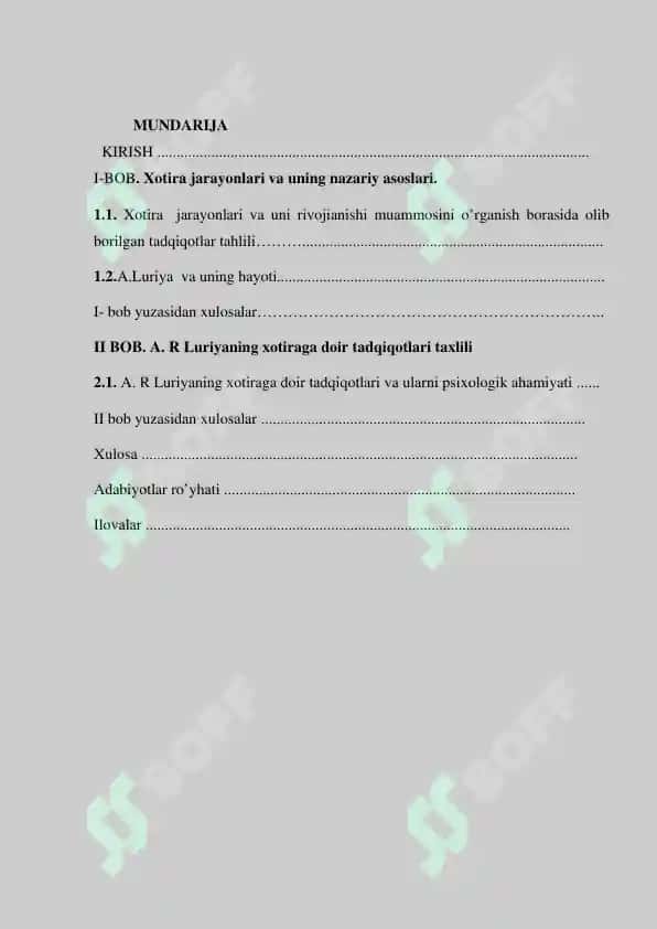 A. R Luriyaning xotiraga doir tadqiqotlari 2