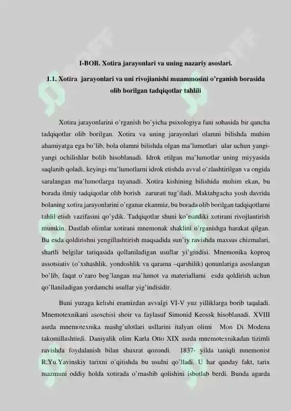 A. R Luriyaning xotiraga doir tadqiqotlari 5