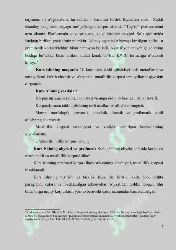 Korpusda matn tahlili texnologiyalari va mualliflik korpusi 5
