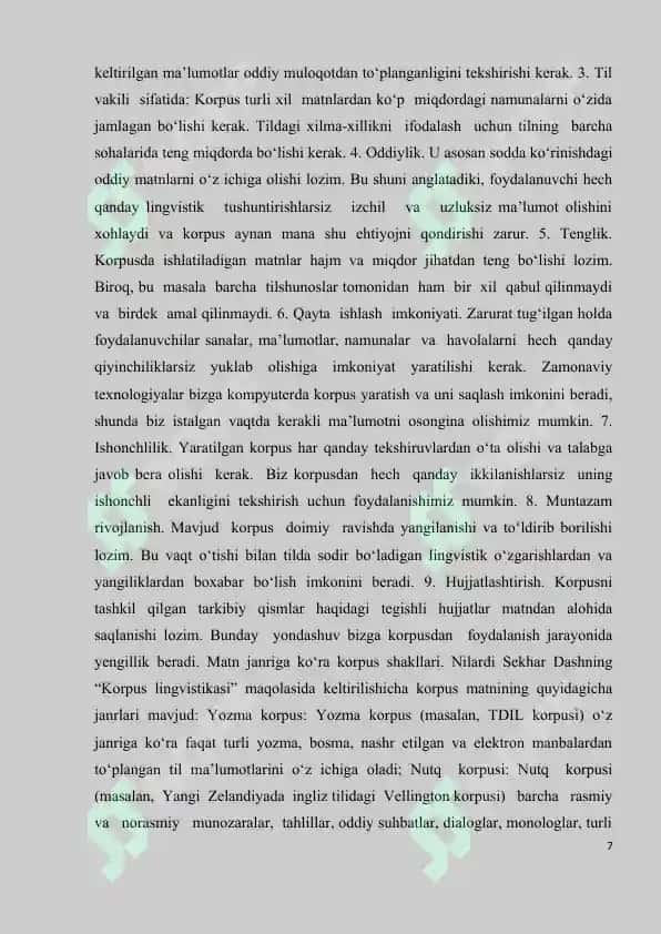 Korpusda matn tahlili texnologiyalari va mualliflik korpusi 7