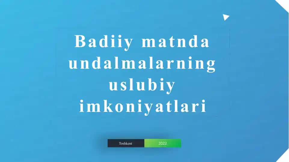 Badiiy matnda undalmalarning uslubiy imkoniyatlari