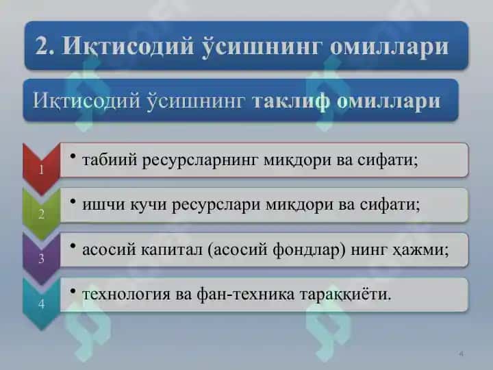 Макроиқтисодий сиёсат ва барқарор иқтисодий ўсишни таъминлаш йўналишлари 4