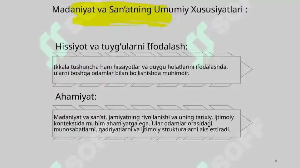 O‘ZBEKISTONNING MADANIYATI VA SAN’ATI TARIXI FANINING MAQSADI VA VAZIFALARI. 6