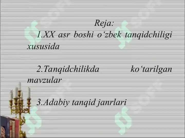 XX asr boshi o‘zbek tanqidchiligi: mavzular, janrlar 2