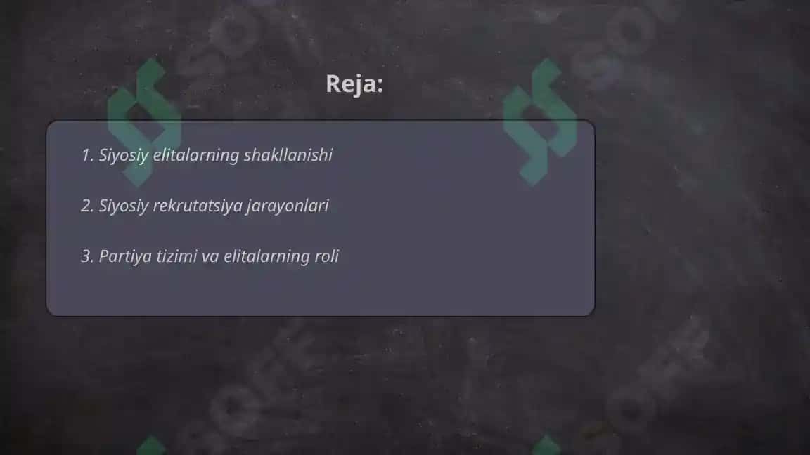 Siyosiy elitalar rekrutatsiyasining asosiy kanallari 2
