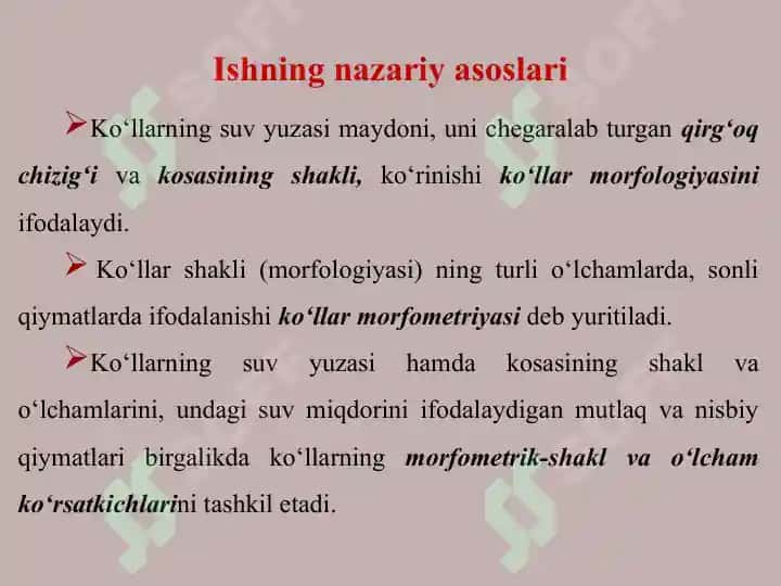 Ko’llarning marfometrik ko’rsatkichlarini aniqlash 4