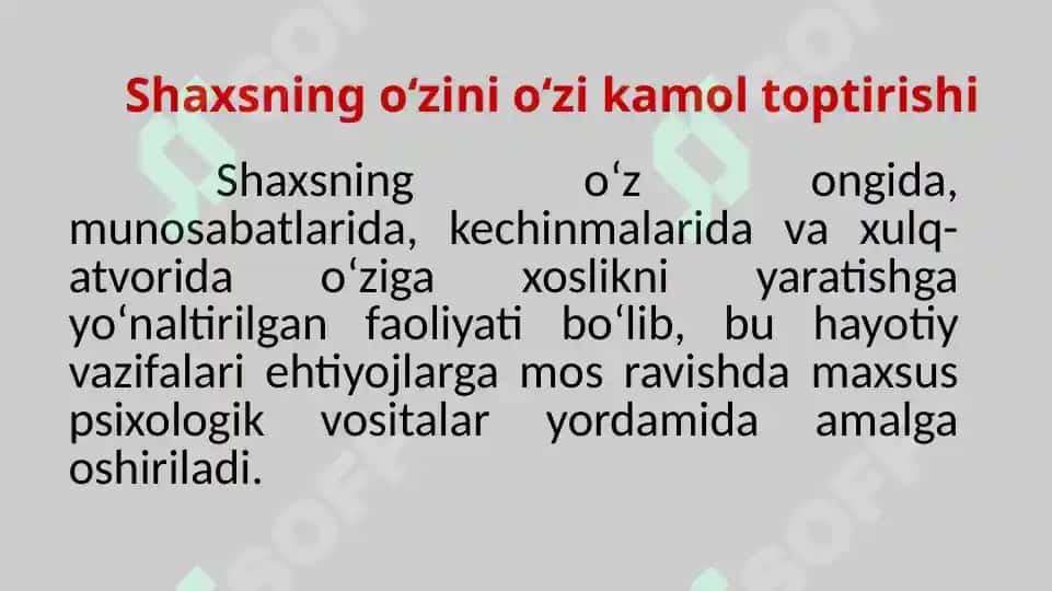 Shaxsni o’zini o’zi kamol toptirishi 8