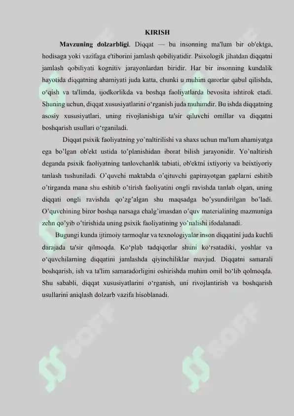 Diqqat xususiyatlari 3