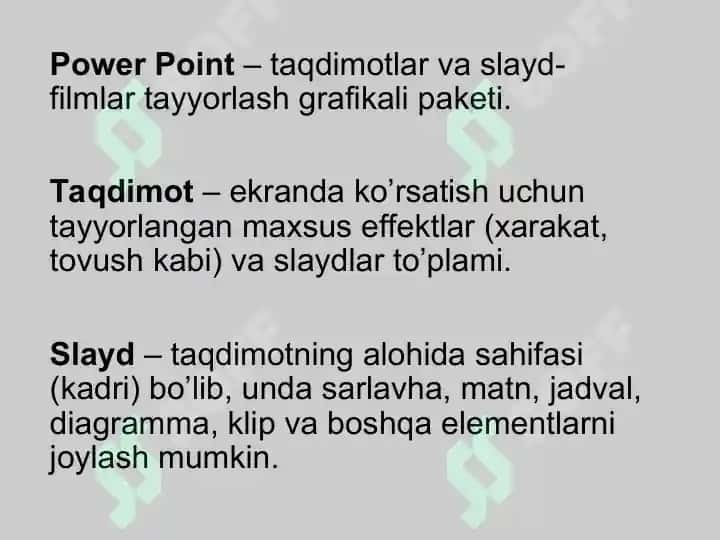 Taqdimot yaratish dasturiPower Point 5