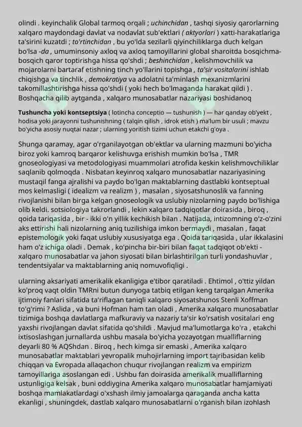 Xalqaro munosabatlar tushunchasi , mezonlari , obyekti va predmeti 7
