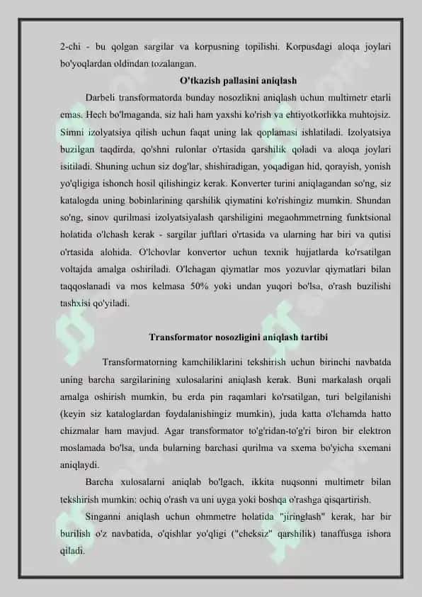 Avtomatik qurilmalar uchun transformatorlarning yangi turlari 3
