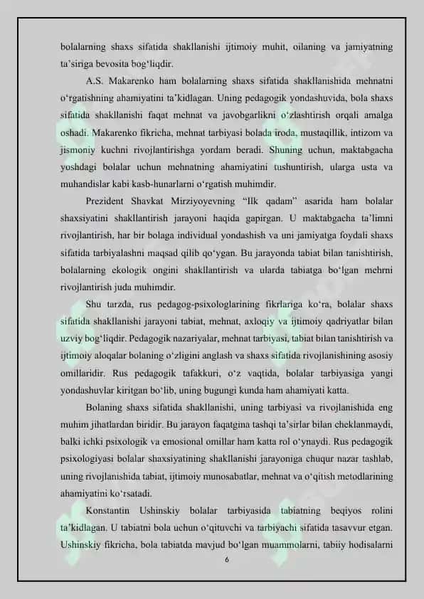 RUS PEDAGOG-PSIXOLOGLARINING PEDAGOGIK QARASHLARIDA TABIAT VA BOLA SHAXSI 6