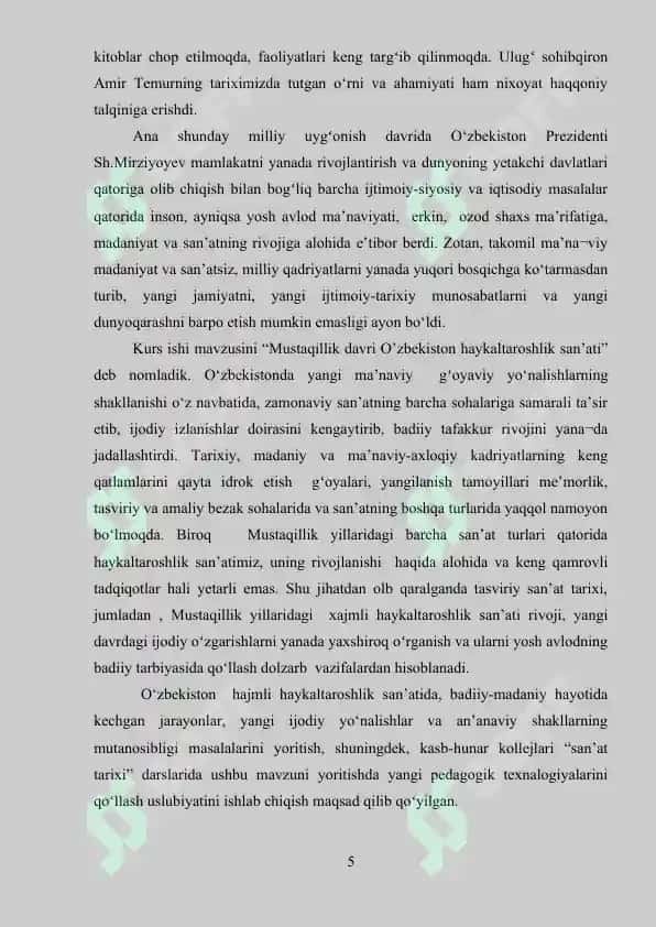Mustaqillik davrida O’zbekiston haykaltaroshlik sa’nati 5