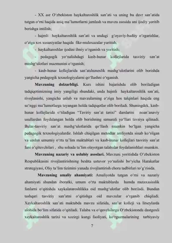 Mustaqillik davrida O’zbekiston haykaltaroshlik sa’nati 7