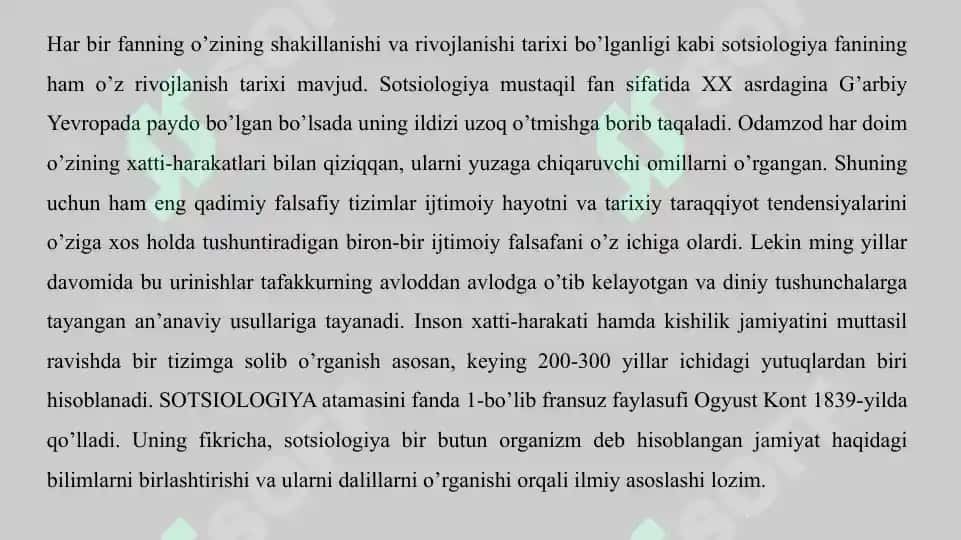 Sotsiologiya fan taraqqiyotining asosiy bosqichlari 2