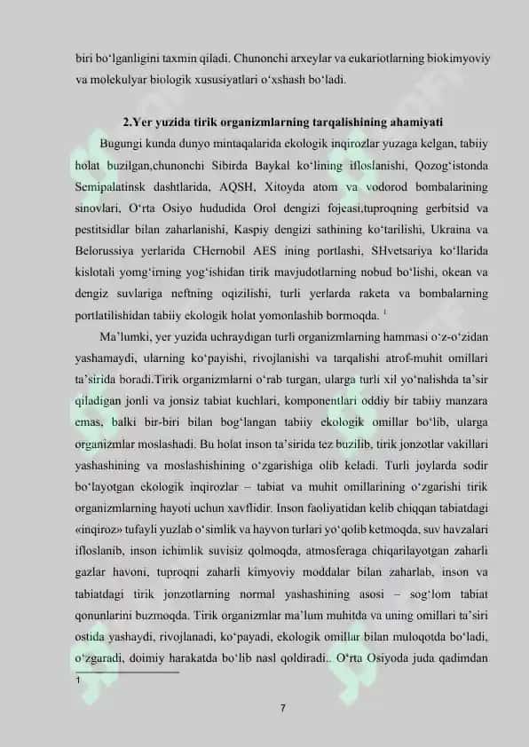 Yer yuzida tirik organizmlarning tarqalishi 8