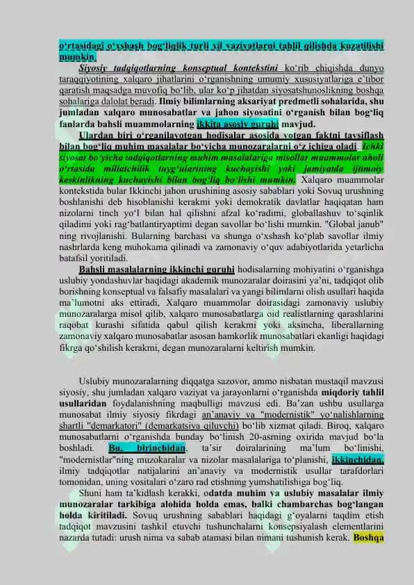 Siyosiy Voqea-Hodisa va Jarayonlarga oid Muayyan Bir Muammoni Shakllantirish va O‘rganishning Amaliy Masalalari 4