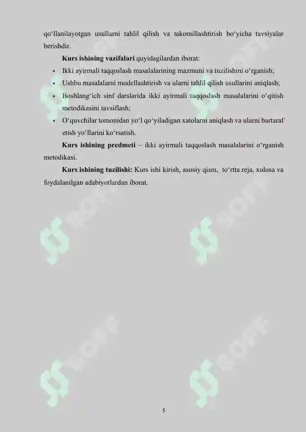 Ikki ayirmali taqqoslashga doir masalalar bilan ishlash 5
