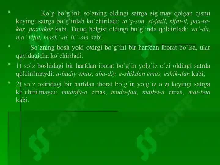 Bo'g'in ko'chirish  qoidalari 3