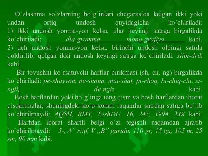 Bo'g'in ko'chirish  qoidalari 4