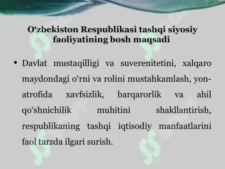 O‘zbekiston tashqi siyosiy faoliyatining shakllanishi va rivojlanishi 3