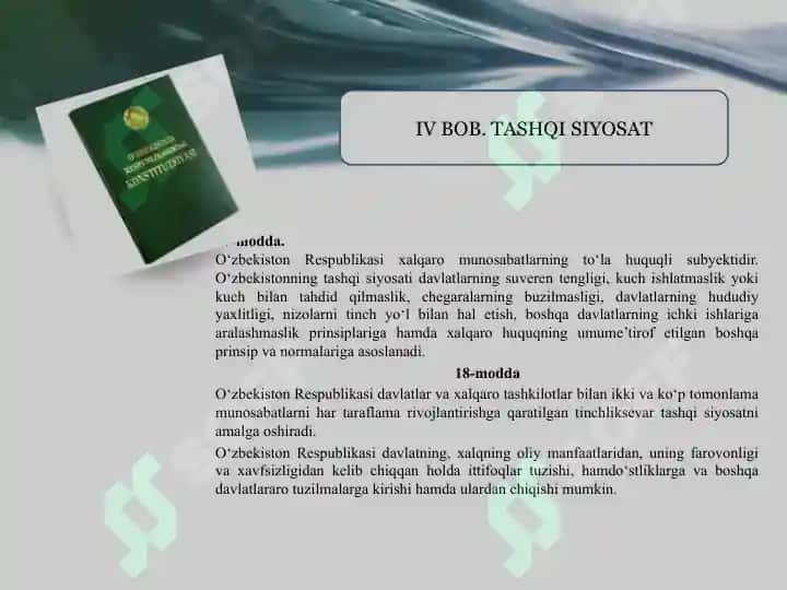 O‘zbekiston tashqi siyosiy faoliyatining shakllanishi va rivojlanishi 6