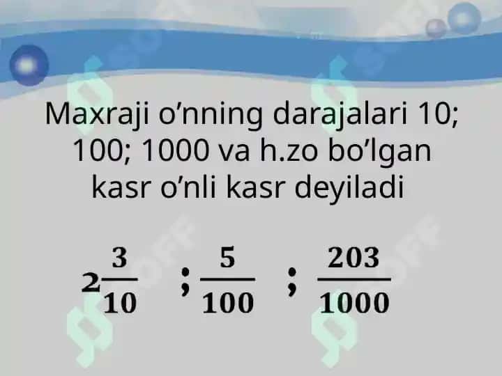 O’nli kasrlar ustida arifmetik amallar 4