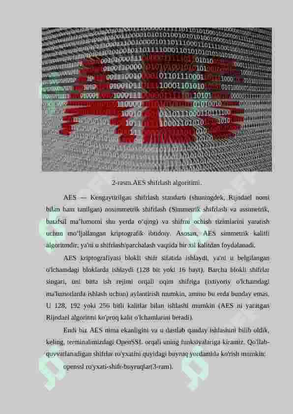 OpenSSL kutubxonasidan foydalangan holda AES blokli shifirlash algoritimi yordamida ma’lumotlarni shifirlash. 2