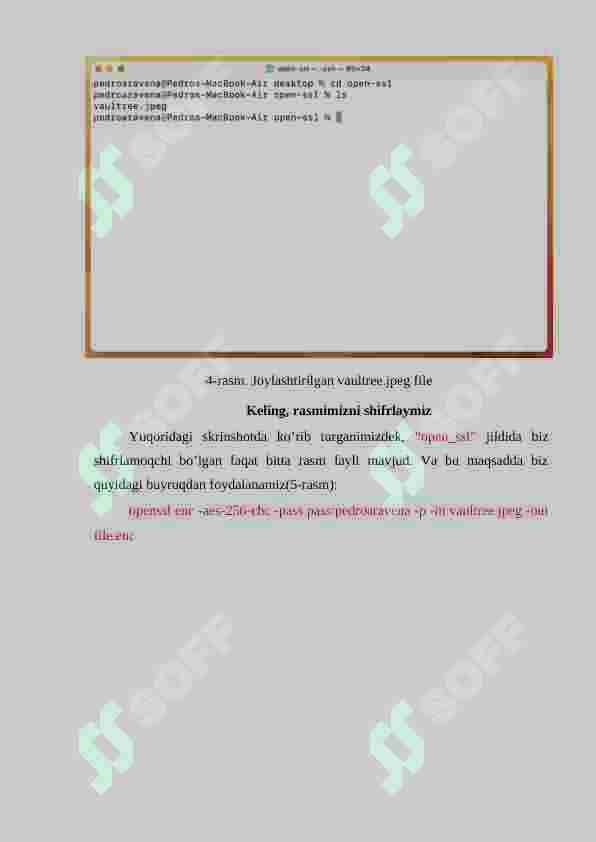 OpenSSL kutubxonasidan foydalangan holda AES blokli shifirlash algoritimi yordamida ma’lumotlarni shifirlash. 4