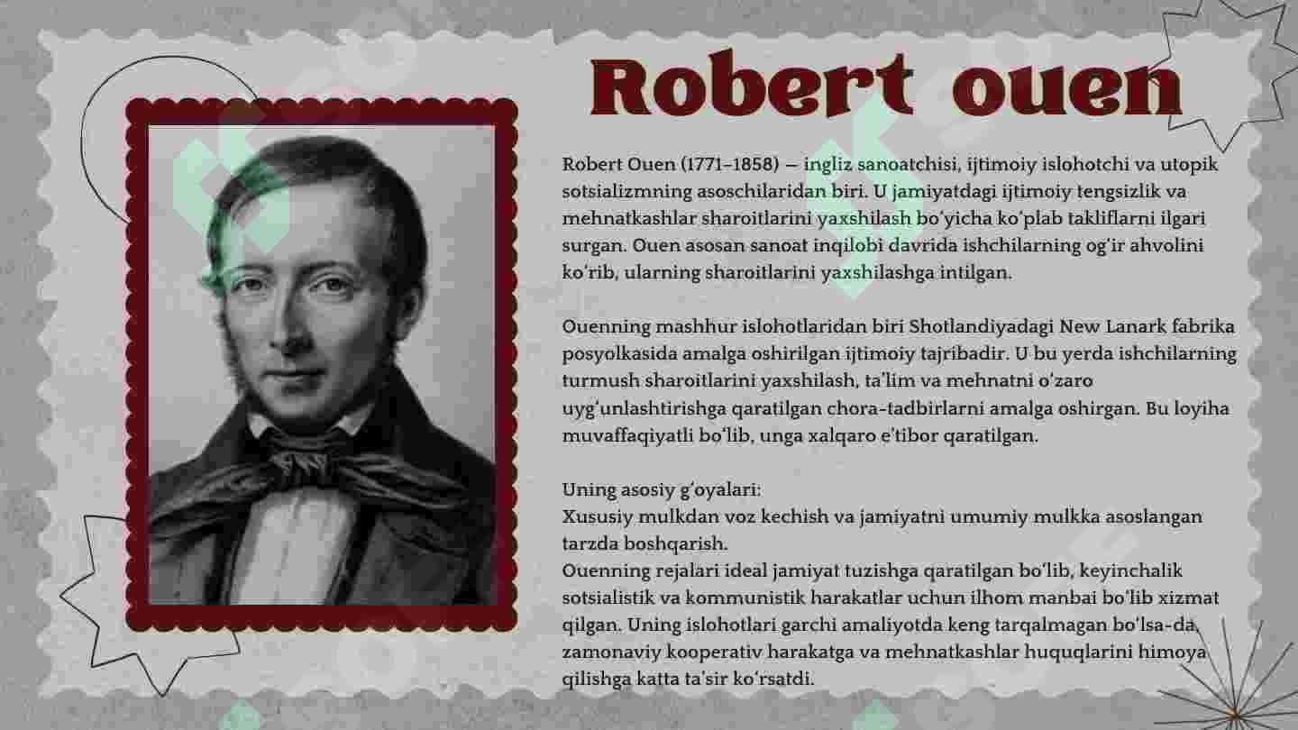 Robert Ouenning jamiyatni sotsialistik o'zgartirish rejalari 3