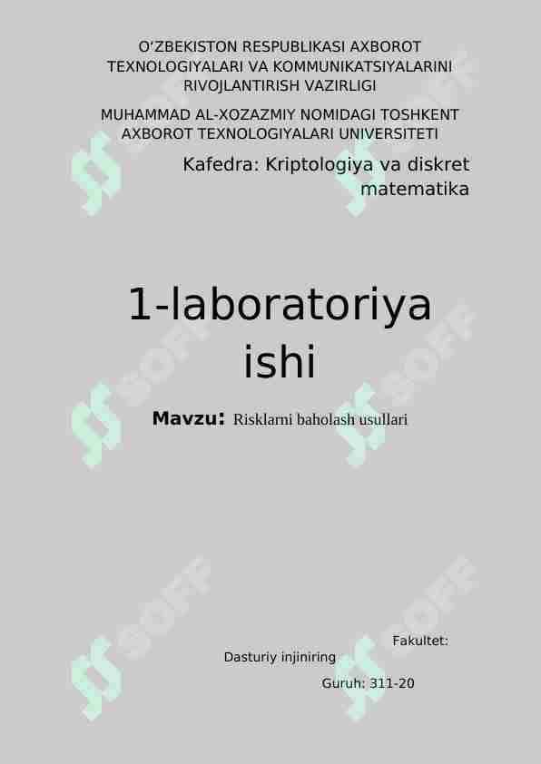 Risklarni baholash usullari
