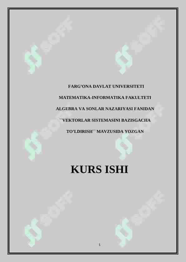VEKTORLAR SISTEMASINI BAZISGACHA