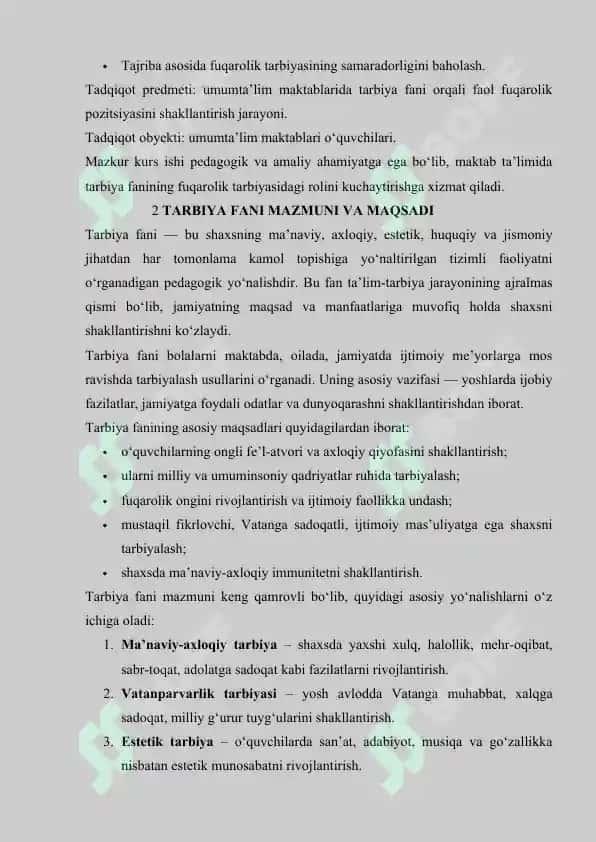 Tarbiya fani orqali o‘quvchilarda faol fuqarolik pozitsiyasini shakllantirish 4