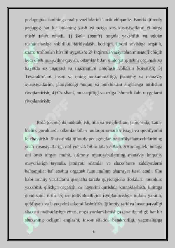 PEDAGOGIKANING IJTIMOIY FAN SIFATIDA JAMIYAT TARAQQIYOTIDAGI O’RNI 6