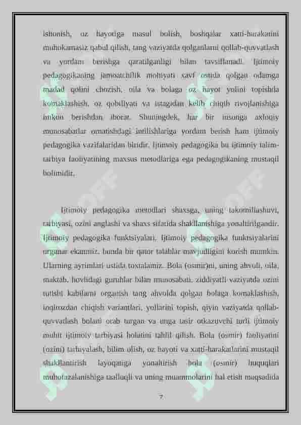 PEDAGOGIKANING IJTIMOIY FAN SIFATIDA JAMIYAT TARAQQIYOTIDAGI O’RNI 7