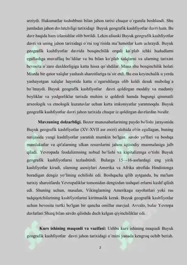 BUYUK GEOGRAFIK KASHFIYOTLAR VA UNING JAHON TARIXIDA TUTGAN O’RNI 3